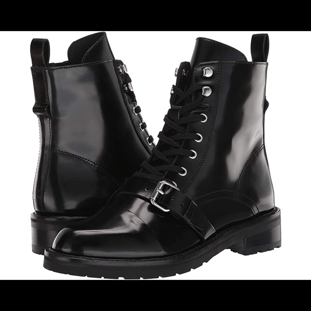 All Saints black leather Donita combat boot